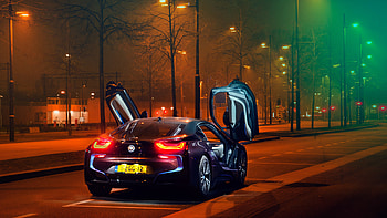 Sports, Bmw, Night, Cars, City, Lights, Sports Car, Parking, Supercar, Bmw I8 HD wallpaper