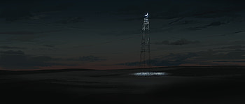 Glowing Moon In Power Lines , anime, moon, artist, artwork, digital-art, pixiv HD wallpaper
