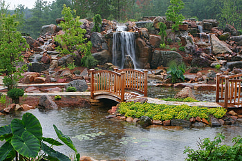 Nature, Rain, Waterfall, Bridge, Garden, Track HD wallpaper
