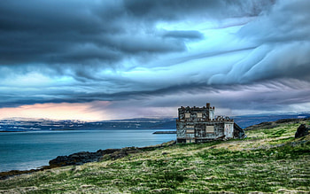 Nature, Sea, Clouds, Shore, Bank, Structure, Mainly Cloudy, Overcast HD wallpaper