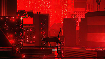 Cat Walking Red Night , cat, artist, artwork, digital-art HD wallpaper