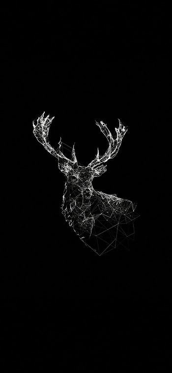 Illustrated deer art, Dark animal concept, Striking animal design, Artistic animal representation HD phone wallpaper