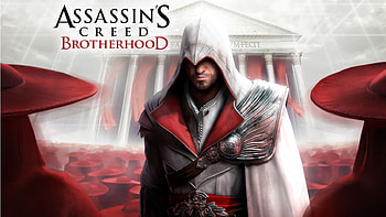 AC BrotherHood, white, red, ac, ezio, assassin HD wallpaper