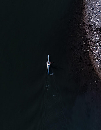 Water, View From Above, Dark, Miscellanea, Miscellaneous, Boat, Kayak HD phone wallpaper