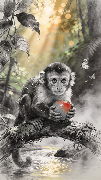 Sunlit Monkey — Pocket Jungle, monkey HD phone wallpaper