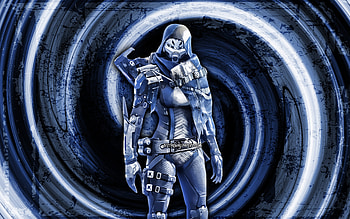Exo Stranger, blue grunge background, Destiny, Elsie Bray, vortex, creative, Exo Stranger Destiny HD wallpaper