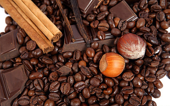 Coffee Beans, chocolate, hazelnut, coffee bean, cinnamon, Sweets, food, Nut, brown, hazelnuts, coffee, beans, Nuts HD wallpaper