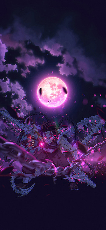 Demon Slayer, atmosphere, sky, zenitsu, tanjiro, nezuko, moon, rengoku, kimetsunoyaiba, demonslayer, kny, manga, anime HD phone wallpaper