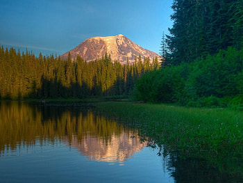 Lake reflections, landscape, lake, mountain HD wallpaper