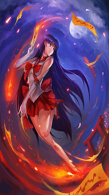 Sailor Mars, moon, sailormars, usagitsukino, manga, anime, sailormoon, sailor moon HD phone wallpaper