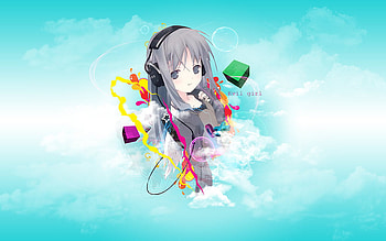 sweet grey girl, sweet, music, anime, cute, girl HD wallpaper