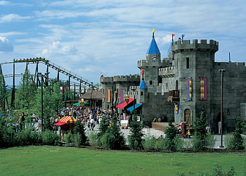 Legoland Castle with firedragon, lego, wds, architecture, , lego castle, roller coaster HD wallpaper