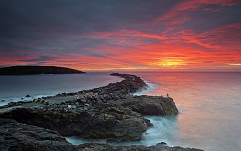 Sunset, sky, nature, lake, ocean, cloud HD wallpaper