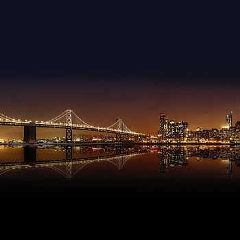 Oakland Skyline, Bay Bridge, Nighttime city lights HD phone wallpaper