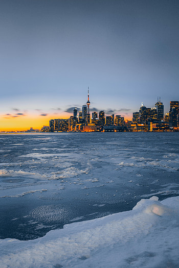 Cities, Sunset, Ice, City, Lights HD phone wallpaper
