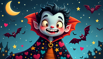 Charming Vampire: A Ultra Adventure, vampire, cartoon, bat, halloween, moon HD wallpaper