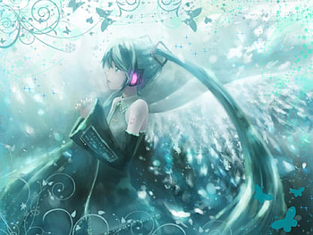 Hatsune Miku, blue, awesome, heads, cute, angel, vocaloid, beauty, nice, miku, vocaloids, butterfly, hatsune, hope, wings, white, twintail, girl, headset, aqua, beautiful, diva, anime, pretty, cool, idol, virtual HD wallpaper