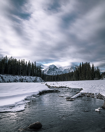 Nature, Rivers, Mountains, Snow, Forest HD phone wallpaper