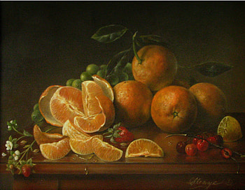 Orange,Burst, slices, whole, leaves, oranges, cherries, juicy, flowers, board HD wallpaper