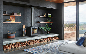stylish fireplace in the living room, black wall, loft style, fireplace, fireplace idea, modern interior design, living room HD wallpaper