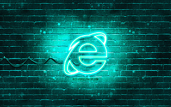 Internet Explorer turquoise logo, , turquoise brickwall, Internet Explorer logo, brands, Internet Explorer neon logo, Internet Explorer HD wallpaper
