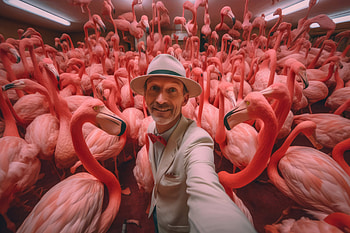 The Flamingos Captain, flamingos, birds, ai, artist, artwork, digital-art HD wallpaper