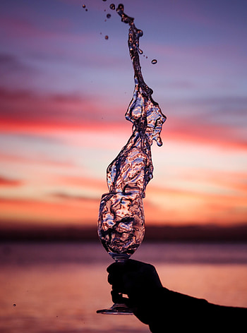 Sunset, Hand, Miscellanea, Miscellaneous, Spray, Splash, Wineglass, Goblet HD phone wallpaper