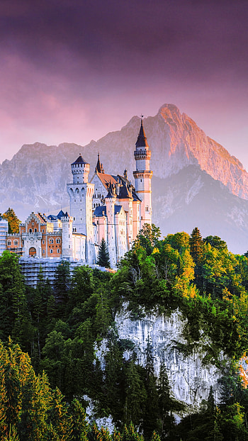 Neuschwanstein castle, German fairy tales, Ancient architectural marvels, Nature's beauty HD phone wallpaper