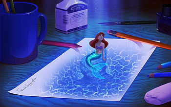 Artwork, Ariel (The Little Mermaid) HD wallpaper