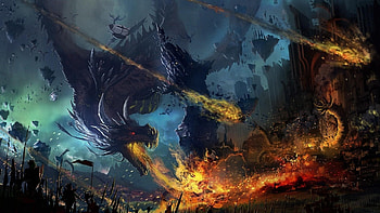 ... Background Ultra . dragon, fall, fire, flame, war, battle HD wallpaper