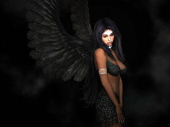cute,sexy,3D girl,black wings, 3d girl, sexy, cute, black wings HD wallpaper