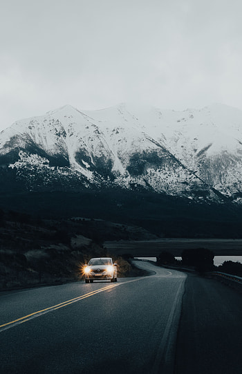Nature, Mountain, Road, Car, Machine, Snow Covered, Snowbound HD phone wallpaper