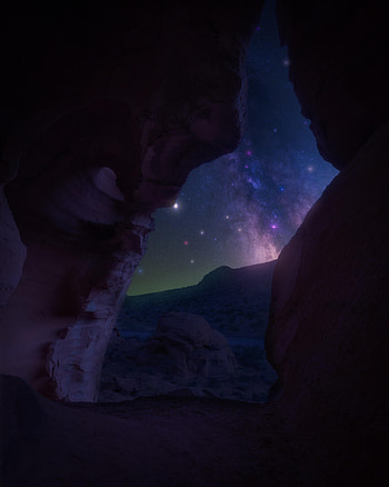Night, Rocks, Dark, Nebula, Cave, Gorge HD phone wallpaper