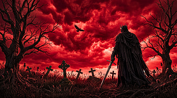 Deathknight in rotting graveyard under crimson sky doom metal aesthetic, Medieval, Red Aesthetic HD wallpaper