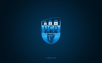 University College Dublin FC, Irish football club, blue logo, blue carbon fiber background, League of Ireland Premier Division, football, Dublin, Ireland, University College Dublin FC logo HD wallpaper