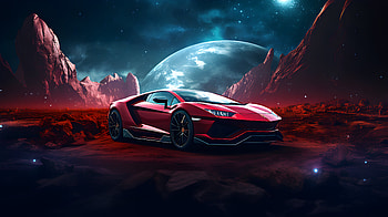 Supercar on Mars, AI Art, vehicle, supercar, Mars, car, space HD wallpaper