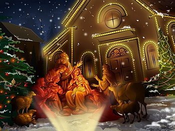 Away in a manger, holidays, manger, xmas, christmas HD wallpaper