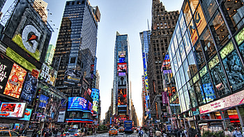 Times Square, Vibrant atmosphere, Captivating scenery, Urban hub HD wallpaper