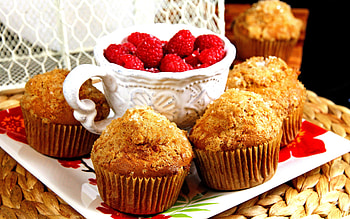 Raspberries, Muffins HD wallpaper