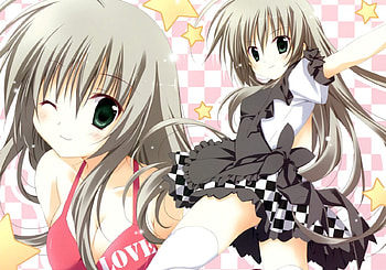 L.O.V.E., white, black, girl, stars, long hair, dress, pink, anime, pretty, love HD wallpaper