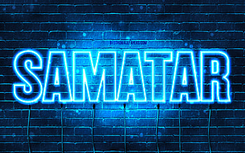 Samatar, , with names, Samatar name, blue neon lights, Happy Birtay Samatar, popular arabic male names, with Samatar name HD wallpaper