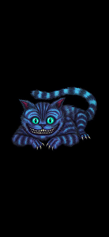 Grinning Cheshire Cat, Abstract backgrounds, Playful mischief, Mysterious aura HD phone wallpaper
