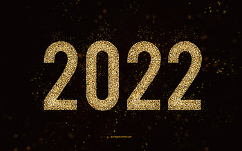 Happy New Year 2022, golden glitter art, 2022 New Year, 2022 golden glitter background, 2022 concepts, black background, 2022 greeting card HD wallpaper