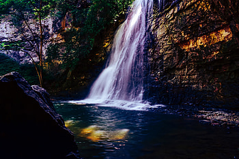 Nature, waterfall, water current HD wallpaper