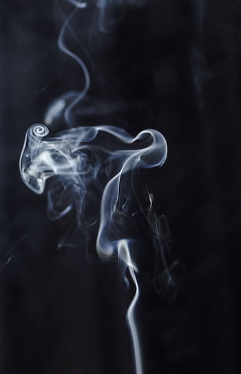 Elegant wavy smoke pattern on a black backdrop, creating a mysterious and ethereal effect. HD phone wallpaper