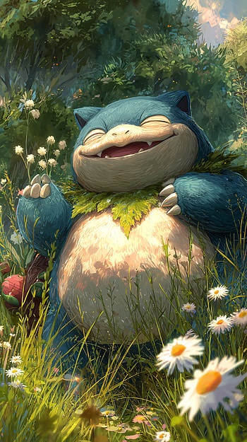 Snorlax Peaceful Forest Anime Painting , Anime, Pokemon, painting HD phone wallpaper