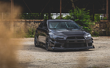 Mitsubishi Lancer Evolution X, Black sedan tuning HD wallpaper