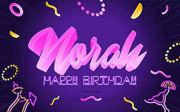 Happy Birtay Norah, , Purple Party Background, Norah, creative art, Happy Norah birtay, Norah name, Norah Birtay, Birtay Party Background HD wallpaper