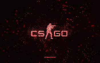 CS GO glitter logo, black background, CS GO logo, Counter-Strike, red glitter art, CS GO, creative art, CS GO red glitter logo, Counter-Strike Global Offensive HD wallpaper