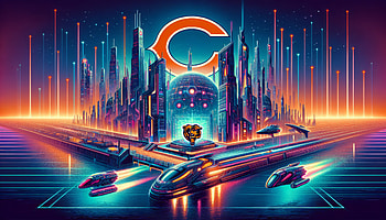 Chicago Bears Futuristic City, Chicago Bears, futuristic city, neon lights, cyberpunk, spaceship HD wallpaper